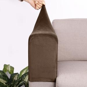 2PCS Chair Stretchy Furniture Velvet Armrest Covers Home & Living Couch Arm Protector Sofa Cover (Khaki)