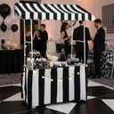 Colingmill Carnival Tablet Tent Kit Circus Party Decoration Include Tabletop Hut, Tent Canopy, Stripe Table Skirts, Tablecloth for Carnival Party Supplies Decorations(Black and White)