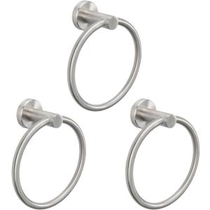 NearMoon Bath Towel Ring, Bathroom Hardware Accessories-Thicken Stainless Steel Hand Towel Holder for Bathroom, Modern Round Towel Hanger Wall Mounted (Brushed Nickel, 3 Pack)