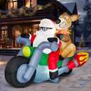 JOIEDOMI 7 FT Long Christmas Inflatables Outdoor Decorations, Inflatable Santa Riding Motorcycle with Reindeer, Blow Up Yard Decoration with Build-in LED for Xmas Party Outdoor Yard Garden Lawn Dcor