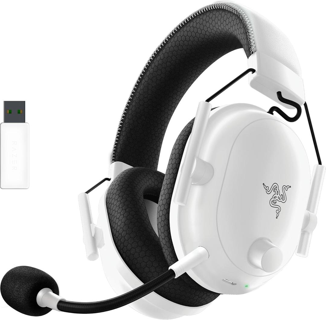 Razer BlackShark V2 Pro Wireless Gaming Headset: Super Wideband Mic - Pro Tuned FPS Profiles - 50mm Drivers - Plush Noise Isolating Earcups - 70 Hr Battery - Bluetooth - for PC, PS5, Switch 2 - White