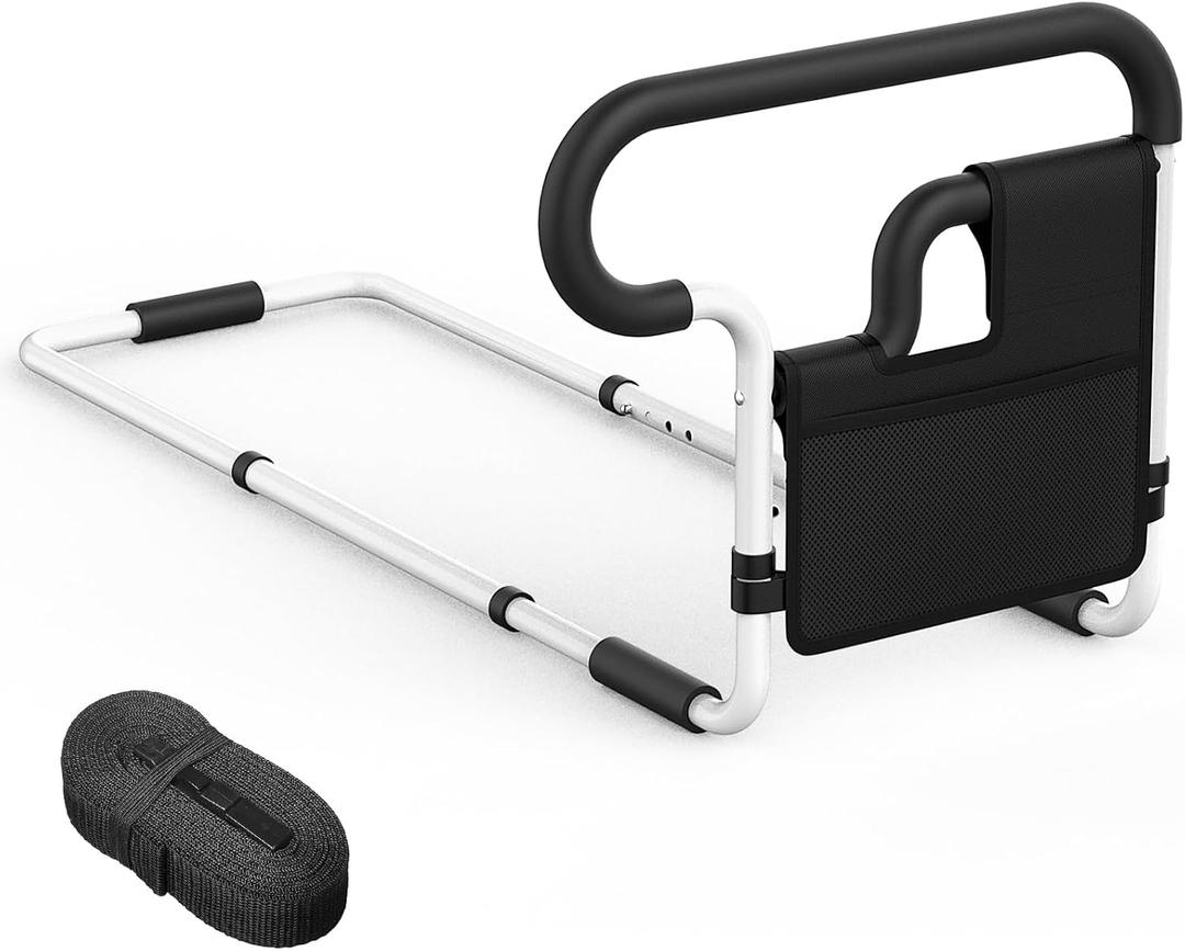 Bed Rails for Elderly Adults Safety: Adjustable Bedside Assist Bar for Seniors - Side Bed Railing Handle Support Guard - Bedrails Slides Under Mattress Fit King Size Queen Full Twin Beds