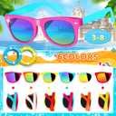 24 Pack Kids Sunglasses With UV400 Protection - Party Favor for Boys Girls Age 3-8 - Neon Goody Bag Favors for Beach, Pool, Birthday, Graduation Party Supplies - Great Gift