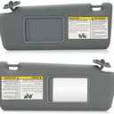 Left & Right Sun Visor for 2005-2015 Toyota Tacoma Without Light, Driver & Passenger Sides Gray Sunvisor Replacement 74320-35C10-B0, 74320-04181-B1, 74320-35B50-B0, 74310-35C20-B0, 7431004111B1