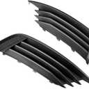 Compatible with Audi A3 S3 2013-2017 Set of Front Lower Bumper Foglight Fog Lamp Grille Cover Black
