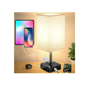 cozoo Bedside Table Lamp with 3 Levels Brightness,Dimmable Table Lamp with USB C+A Charging Ports,2 AC Outlets,Nightstand Lamp White Shade,Touch Bedroom Lamp for Living Read Work