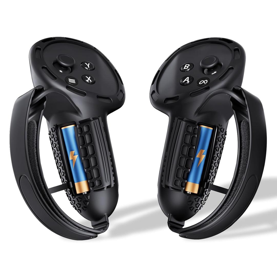 SUPERUS Upgraded Controller Grips Cover Compatible with Meta Quest 3S/Quest 3 Accessories, All-Silicone Controller Grips for Quest 3S/Quest 3 with Battery Opening and Knuckle Straps Protector