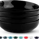 KooK Pasta Bowl, Salad Bowls, Soup, Serving Bowls, Ceramic, Large Capacity, Microwave & Dishwasher Safe, Set of 4, 40 Oz,(Black)