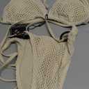 ZAFUL Triangle Bikini Sets for Women Sexy Tie Side Halter String O Ring Textured Two Piece Swimwear Bathing Suit (Medium, 2-beige)