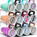 Design for Stanley 40 OZ & Large Bottles & Tumblers with Handle - Acrylic Water Bottle Organizer - Stackable Clear Wine Rack Cup Holder for Home Kitchen Pantry Shelf Countertop Cabinet, 3 Tier Hold 12