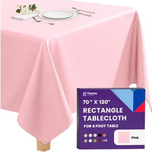 Gee Di Moda Rectangle Tablecloth - 70 x 120 Inch Pink Table Cloth for 6 or 8 Foot Rectangle Tables - Heavy Duty Washable Fabric - for Holiday Party, Dinner, Weddings, Baby Shower & Events