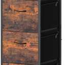 3 Drawers File Cabinet, Vertical Filing Cabinets for Home Office, Non-woven Fabric Drawer with Adjustable Hanging File Folders, A4/Letter Size, Open Shelf, Mobile Printer Stand, Rustic Brown