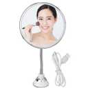 Magnifying Mirror with Light, LED Makeup Mirror 10x Magnification Adjustable Brightness Three Light Colors Suction Cup Makeup Mirror Flexible Mirrors for Bathroom Shaving Travel