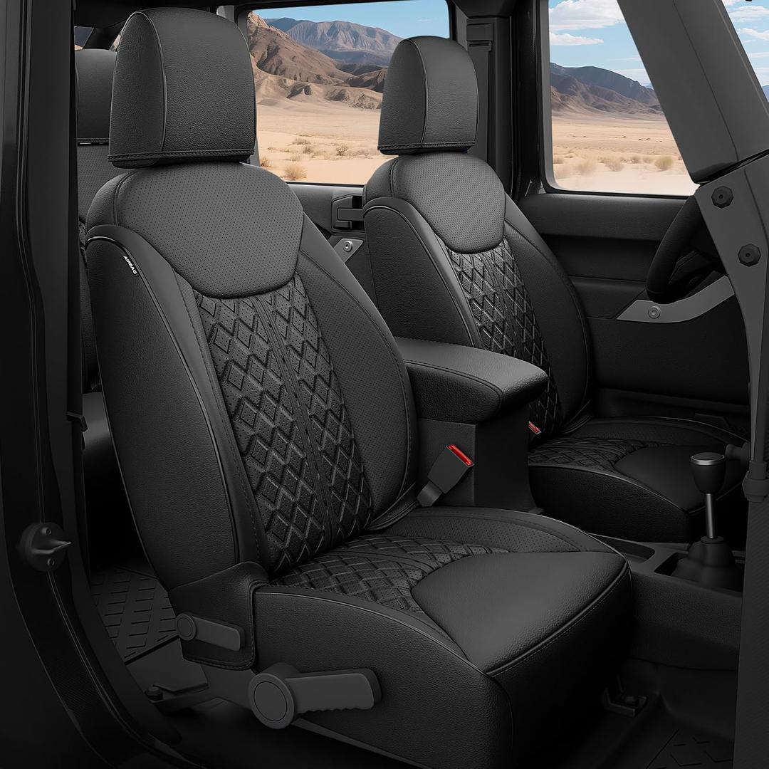 RIDEPOSH Custom Leather Seat Covers for Jeep Wrangler 4DR 2013-2017 JK