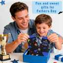 HOWAF Novelty Socks for Dad - Best Dad Ever Themed Crew Socks, Funny Father's Gifts from Daughter Son, Fits Men's Shoe Size 8-12, Fathers Day Sock for Daddy Stepdad Papa, Blue and Black (Black)