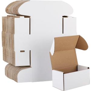 HORLIMER Shipping Boxes Set of 50, Small Corrugated Cardboard Box Literature Mailer, (White, 4.6" x 2.2" x 2.2")