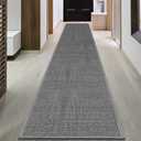16ft Jute Hallway Rug Runner, Rubber Backed Extra Long Carpet Runner Mats for Hallway, Machine Washable Indoor Entryway Runner Rug, Grey
