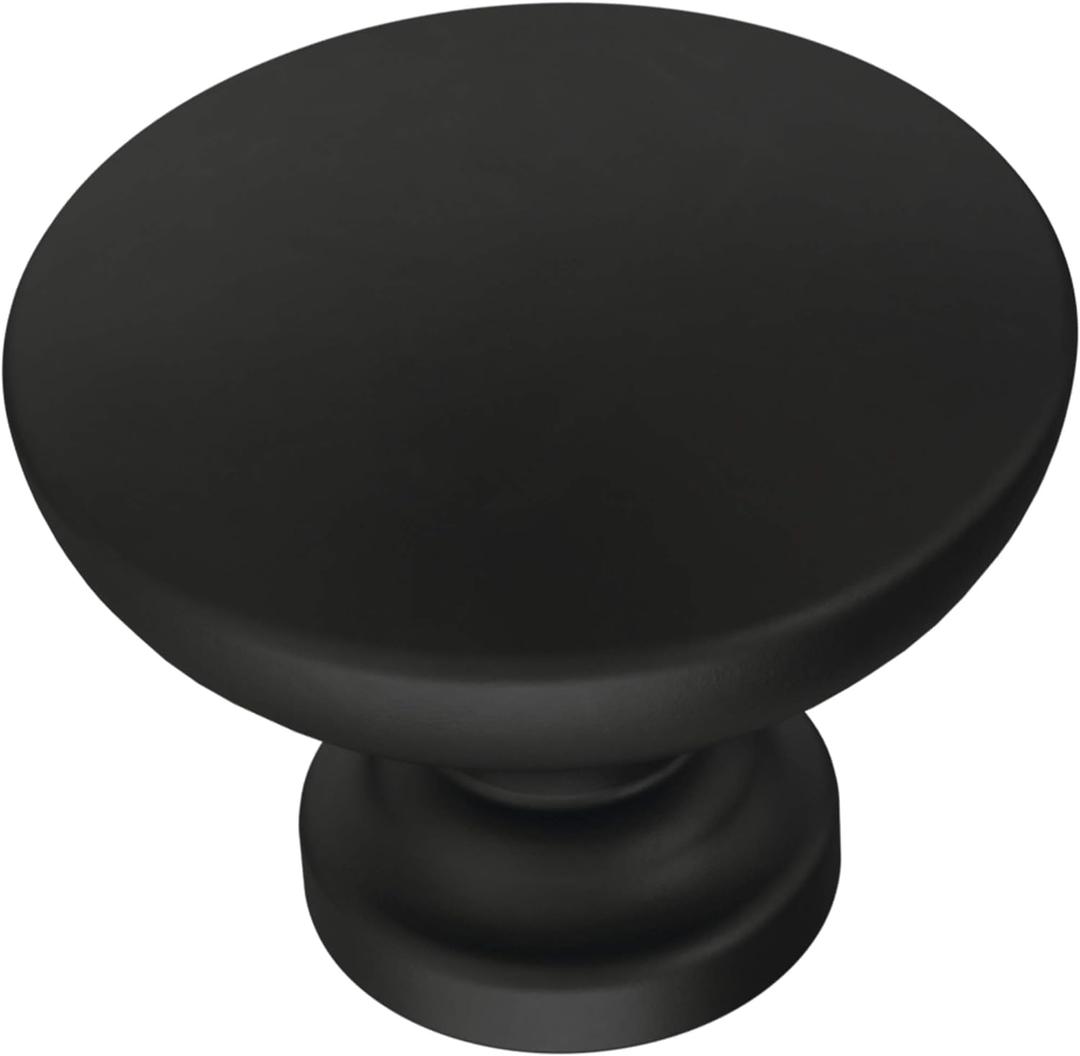 Franklin Brass Round (10-Pack) Cabinet Knobs | Matte Black Handles for Dresser Furniture Drawers/Kitchen/Door/Bathroom | 1-3/16" P29523Z-FB-B