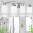 Bathroom Vanity Light, 4-Light Nickel Modern Bathroom Light Fixtures with Milky White Glass Shade, Wall Lights,Bath Vintage Wall Mounted Lamps for Mirror Bedroom Living Room Hallway Cabinet