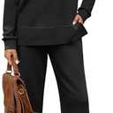 WIHOLL Women's Outfits Casual Travel Sweatshirt Wide Leg Sportswear Cozy Clothes, M