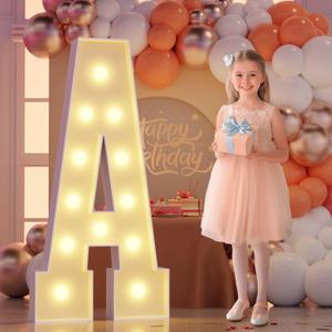 Marquee Light Up Letter Large: 4FT Sign A for Party Decoration Big Stand-up Letters Alphabet for Birthday Marry Me Proposal Bachelor Wedding Engagement Baby Shower Anniversary Graduation Decor