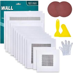 14 Pack Drywall Patch Kit - 2/4/6/8 Inch with Self-Adhesive Mesh, Heavy Duty Wall Repair for Large Holes