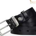 JASGOOD Women Belt Genuine leather Belt with Silver Buckle,Ladies Full Grain Leather Belt for Jeans Pants,Black (Black)
