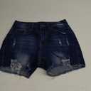 Women High Waisted Skinny Stretchy Denim Shorts Casual Summer Frayed Raw Hem Distressed Ripped Short Jeans (Small, Dark Blue)