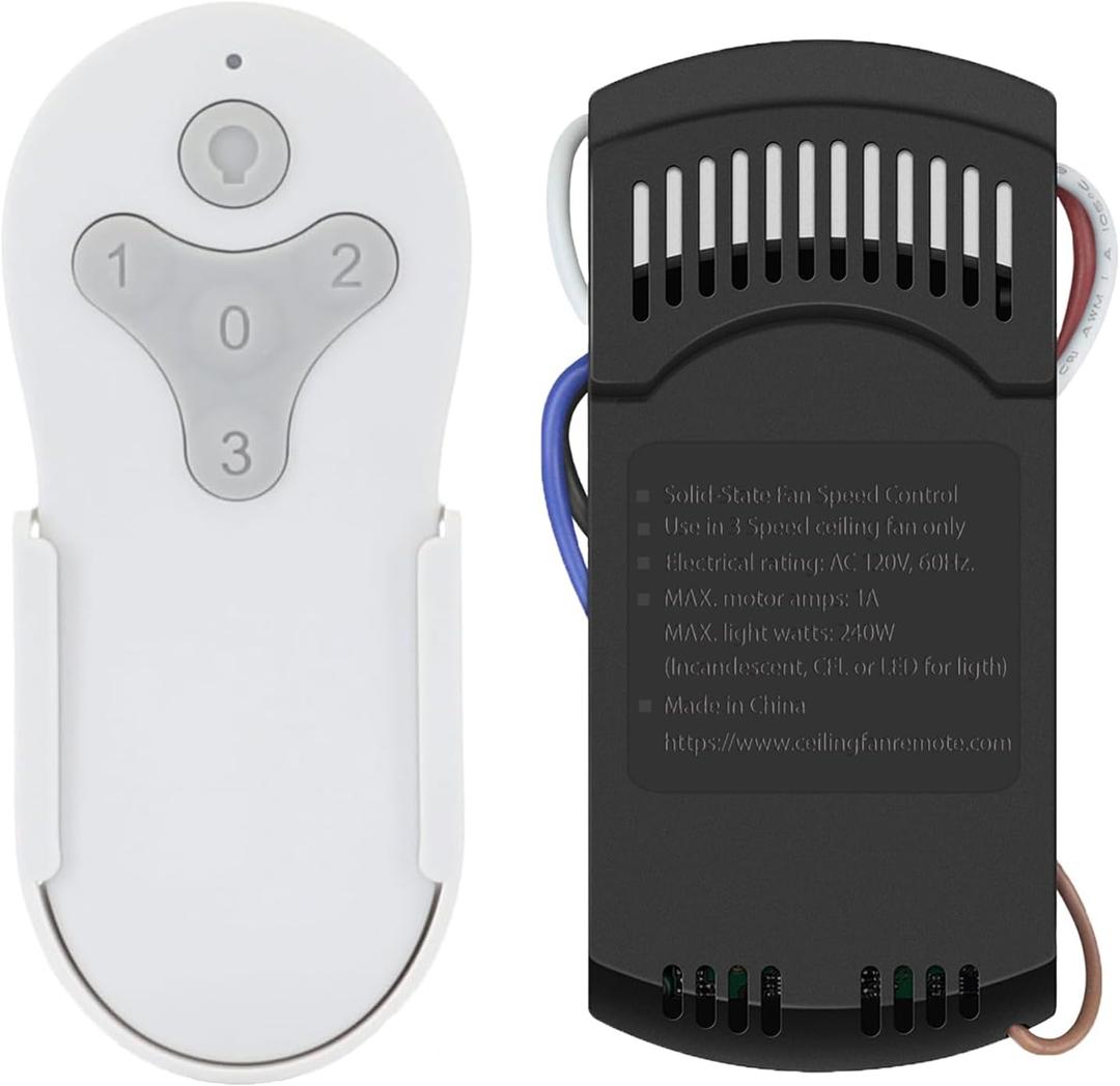 Ceiling Fan Remote Control Kit for Harbor Breeze KUJCE10311 KUJCE10712 TR214B 2AQZU-18018, Universal Remote for 3 Speeds Light Dimmer, Compatible with Harbor Breeze Hampton Bay Hunter and Other Brands