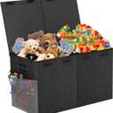 Large Toy Box Chest, Collapsible Sturdy Toy Storage Organizer Boxes Bins Baskets Dinosaur Kids Toy Chest Bin with Lids for Boys Girls Living Room Playroom Bedroom Nursery 25"x14"x16" Black