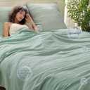 PHF Lightweight Waffle Weave Blanket Queen Size 90"x 90", Soft Woven Summer Blanket for Hot Sleepers - Aesthetic Home Decor for Couch Bed Sofa, Pet Friendly, Sage Green