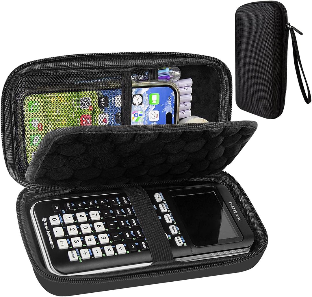 Hard Case Compatible with Texas Instruments TI-84 Plus CE/TI-84 Plus/TI-Nspire CX II CAS/TI-Nspire CX II/TI-83 Plus/Casio fx-9750GII Graphing Calculator, Storage Box with Bubble Protection-Black