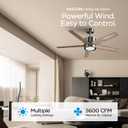 Ceiling Fan 52'' with Light: Modern Remote Control Fans Downrod Mounted - Quiet Reversible DC Motor - Light Memory Function for Indoor Outdoor