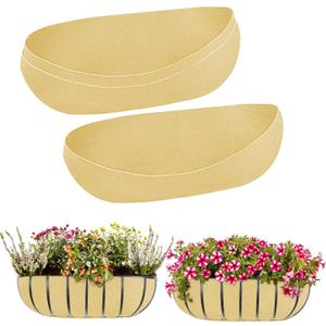 3PCS 36 Inch Planter Basket Liners Fabric Window Box Liners Felt Trough Planter Liner Replacement Beige Flower Basket Liner Non-Woven Hanging Plant Liner for Planters Garden Fence - Avoid Bird Nesting