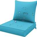 Outdoor Chair Cushions Set - 24" *24" *4" Waterproof Patio Furniture Cushions with Removable Cover, 24"x 22" Deep Seat Back Pillow, 4 Inch Thick Blue Patio Cushions with 45D High Density Sponge