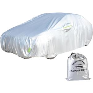 Car Cover Fit for 170-190 inches Length SUV Waterproof All Weather Outdoor Full Cover Rain Sun UV Protection Driver Side Door Zipper Dirtproof, Scratch Resistant, Breathable, Dustproof (Silver)