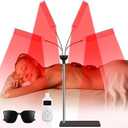3 in 1 Red Light Therapy, Deep 660nm, 850nm and 940nm Near Infrared Led Red Light with 30-64" Adjustable Height Therapy Lamp for Body, Face, Muscle, Skin, Red Infrared Light with 4 Head (Black)