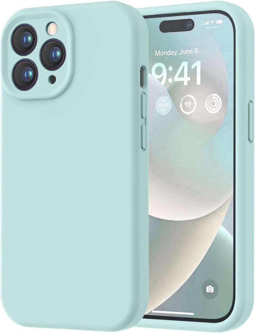 LOVE 3000 Designed for iPhone 14 Pro Max Case, Premium Silicone with [Soft Anti-Scratch Microfiber Lining] Shockproof Protective Phone Case for Men Women Girls 6.7", Mint