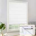 LazBlinds No Drill Light Filtering Roman Shades, White, 26" W x 48" H