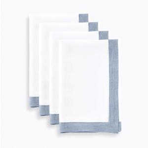 Solino Home Linen Napkins Set of 4-100% Pure Linen Chambray Blue and White Dinner Napkins Cloth 20 x 20 Inch for Spring, Summer, Mothers Day - Classic, Handcrafted and Machine Washable