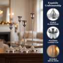 Silver Taper Candle Holders 4 Sets(12 Pcs) - Tall Metal Candlestick Holders for Table Centerpiece, Formal Dinner, Wedding, Fireplace Mantel Decor, Fits 3/4 Inch Thick Candles
