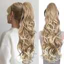 26 Inch Ponytail Extension - Soft Wavy Pony Tails Hair Extensions, Claw Clip Ponytail Extension, Synthetic Hair Extensions Ponytail, Clip in Ponytail (Color: Medium Blonde With Bleach Blonde Ends)