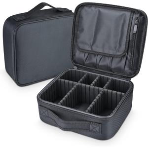 Makeup Bag travel organizer Cosmetic Bag Portable Artist Storage Bag with Adjustable Dividers for Women Cosmetics Brushes Toiletry, Black