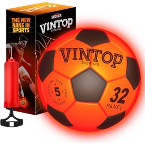 VINTOP Light Up Soccer Ball for Kids Glow in The Dark - No 5 with Pump, Sports and Outdoor Cool LED Light-Up Soccer Stuff, Gift Birthday Ideas for Boy, Girl, Teens
