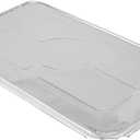 Restaurantware-LIDS ONLY: Foil Lux Foil Pan Lids Pack of 25 Oven-Ready Aluminium Tray Covers - Pans Sold Separately, Fits Full-Size Steam Table, Foldable Edges, Freezable, Silver, Disposable