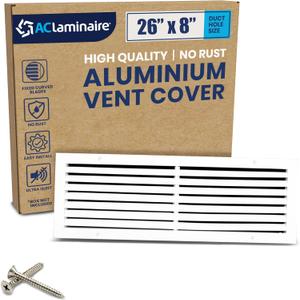 Fits 26" x 8" Duct Hole [27.6" x 9.6" Face] Aluminum Return Grille - Rustproof, Fixed Blades, for Ceiling/Wall, No Louver/Fins/Damper