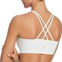 baleaf Nuleaf Sports Bras for Women, Strappy Longline Yoga Padded Bras, High Impact Molded Cups Workout Crop Top (X-Large, White)