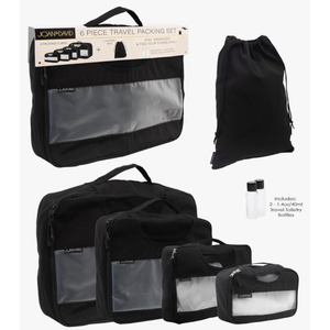 Joan & David 6 Pieces Travel Packing Cubes Set Luggage Organizers and Laundry  (Black)