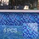 LSDECO 5 Sheets Glass Mosaic Tiles Backsplash, Pool Tiles, 12" x 12" Kitchen Backsplash Tile, Glass Tiles for Bathroom Border Shower Wall (5 Sq.Ft Cobalt Blue)