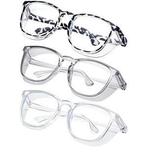 konqkin Safety glasses Goggles Nurses Protective Eyewear - Anti Fog Square Frame Stylish Clear Glasses for Women Men